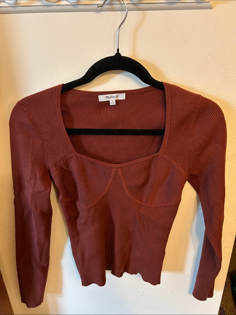 Madewell Scoop-Neck Ribbed Top in Rust